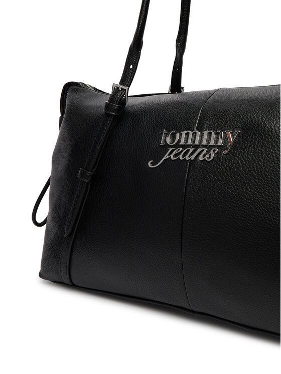 Tommy Jeans Tommy Jeans Geantă Pebble Grain Metal Logo Tote Bag AW0AW18472 Negru
