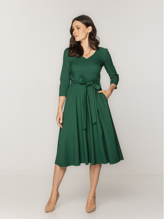 Willsoor Willsoor Sukienka koktajlowa 67863 Zielony Flared Fit