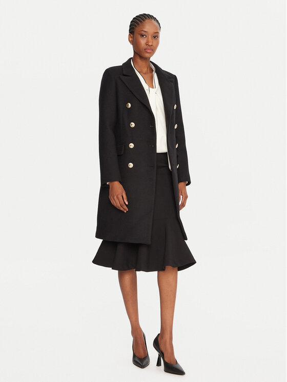 Rinascimento Rinascimento Gyapjú kabát CFC0126209003 Fekete Slim Fit