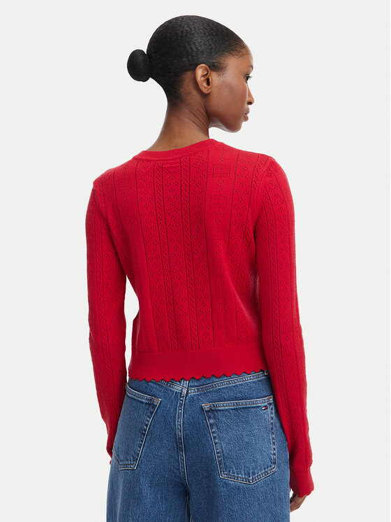 Tommy Jeans Tommy Jeans Cardigan Pointelle DW0DW22931 Rosso Regular Fit