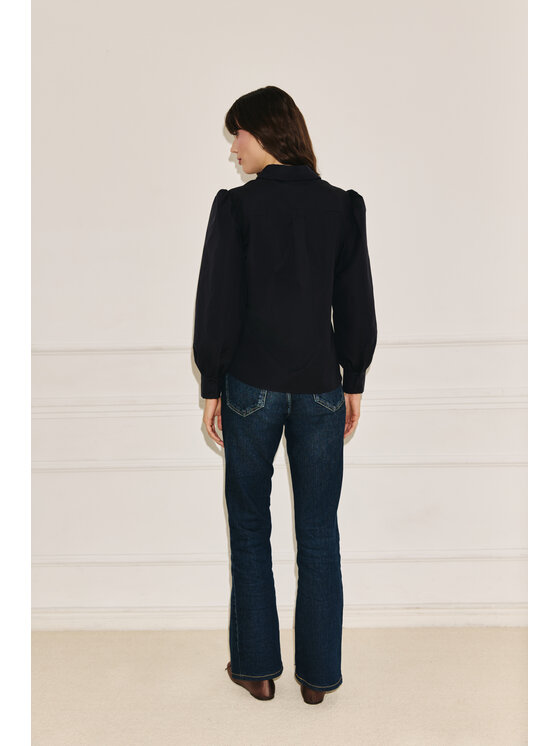 Entelier Entelier Bluzka z bufkami Czarny Regular Fit