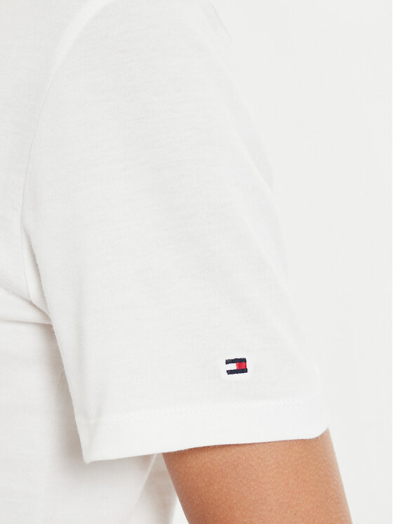 Tommy Hilfiger Tommy Hilfiger Tricou Script WW0WW43459 Écru Regular Fit