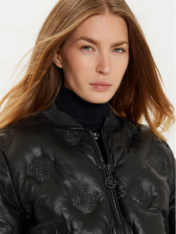 Guess Guess Bunda z imitácie kože Marianne W4BL60 WGB20 Čierna Regular Fit