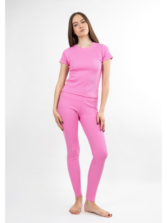 DKaren Sport DKaren Sport Komplet bluza i legginsy KHalima Różowy Classic Fit