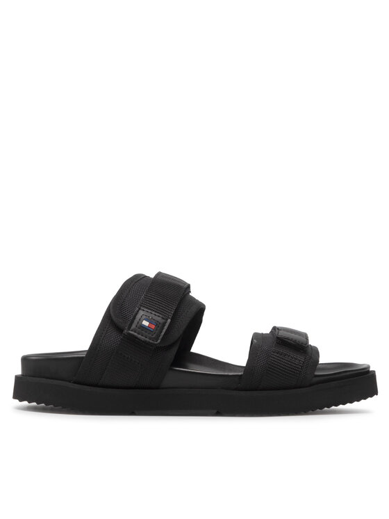 Tommy Hilfiger Tommy Hilfiger Παντόφλες Fashion Cleated Strappy Sandal FM0FM04118 Μαύρο