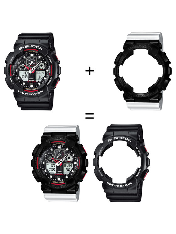 Casio Casio Hodinky SET GA-100-1A4ER + BEZEL 10523429 + PASEK 10347710 Bílá