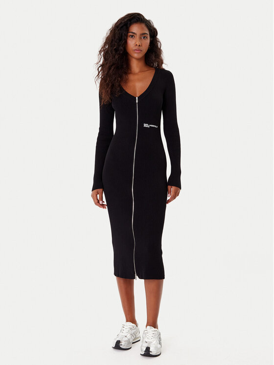 Karl Lagerfeld Jeans Rochie tricotată A4W13011 Negru Slim Fit