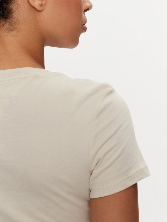 Tommy Jeans Tommy Jeans Tricou Linear DW0DW18398 Bej Slim Fit