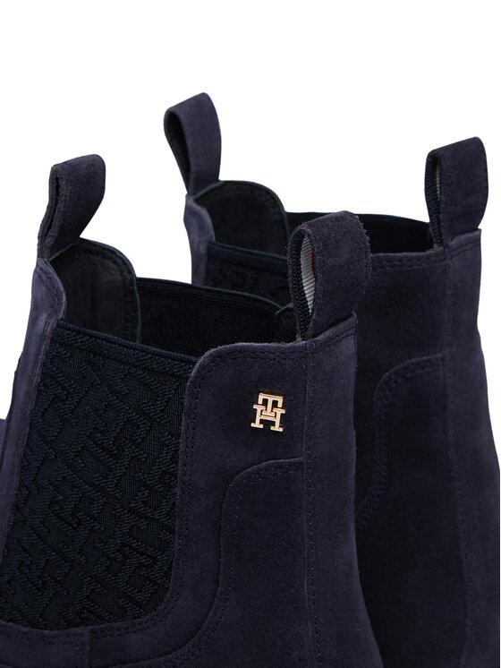 Tommy Hilfiger Tommy Hilfiger Chelsea Th Monogram Suede Chelsea Boot FW0FW09563 Blu scuro