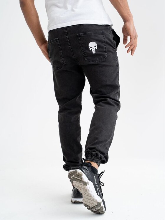 Marvel Marvel Joggery Punisher marmurkowe acid sprane na gumce 103672 Czarny Regular Fit