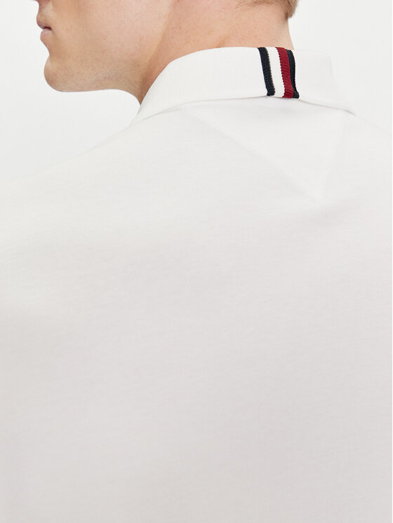 Tommy Hilfiger Tommy Hilfiger Тениска с яка и копчета Interlock MW0MW34783 Бял Regular Fit