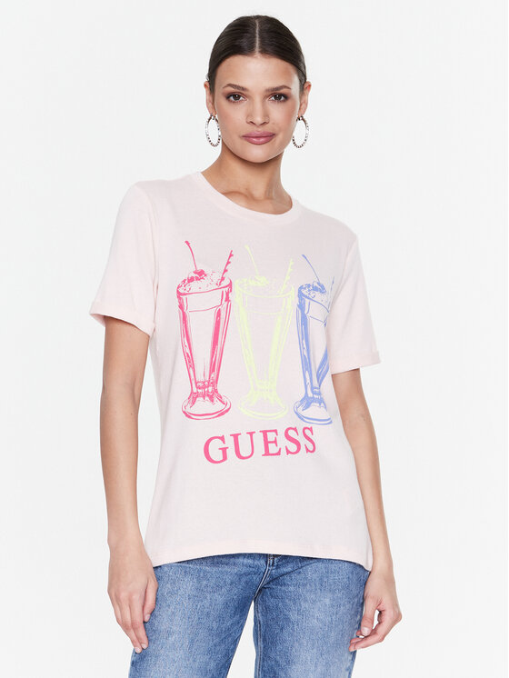 Guess T-krekls Adelita W3RI24 KBK72 Rozā Regular Fit