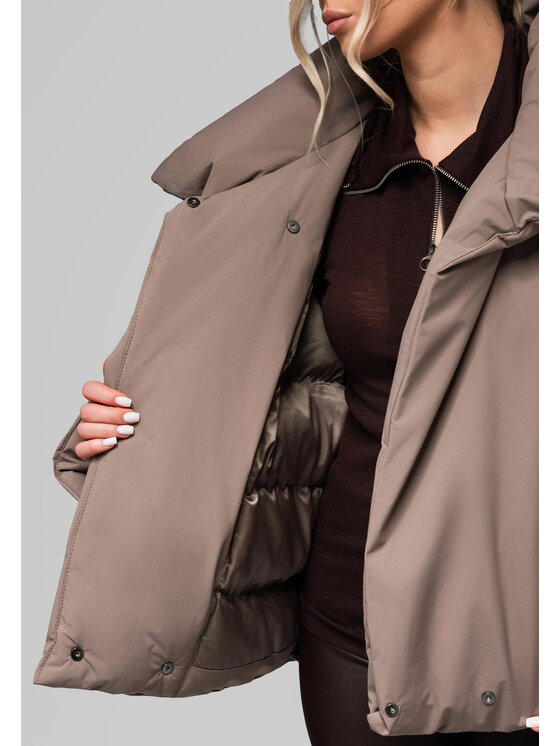 Ombre Ombre Kurtka damska OW-JALP-0101 Beżowy Regular Fit
