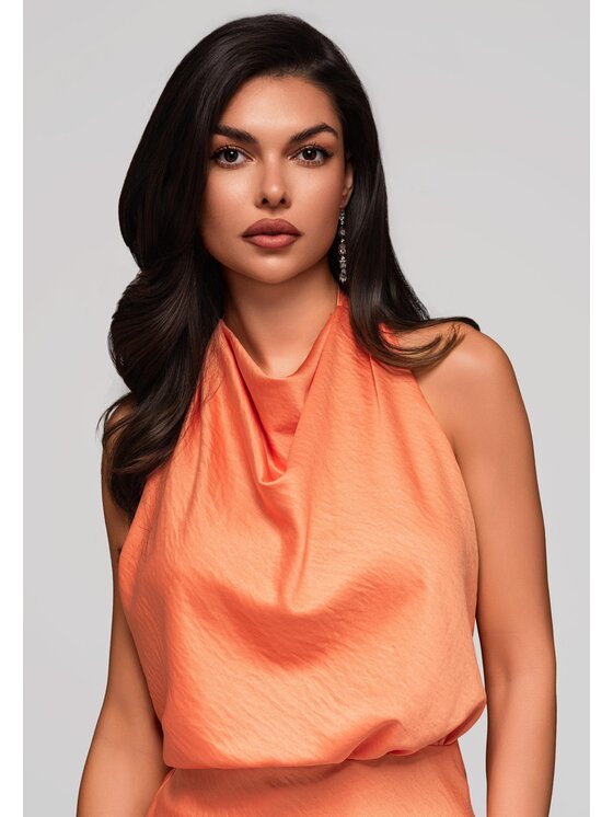 Ombre Ombre Sukienka wieczorowa LA-OM-DLR129 Pomarańczowy Slim Fit