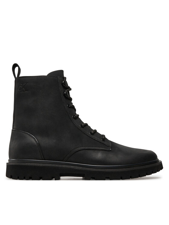 Calvin Klein Jeans Čižmy Eva Boot Mid Laceup Rebellious YM0YM01071 Čierna