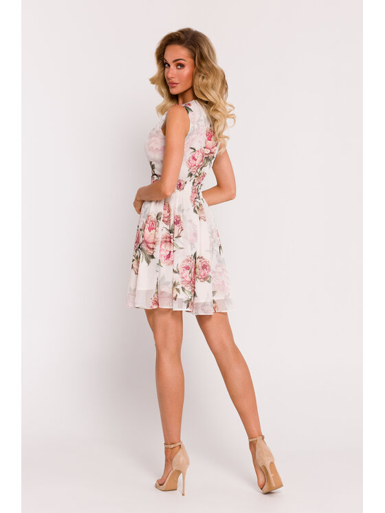 Made of Emotion Made of Emotion Koktejlové šaty M782 Bílá Generous Fit