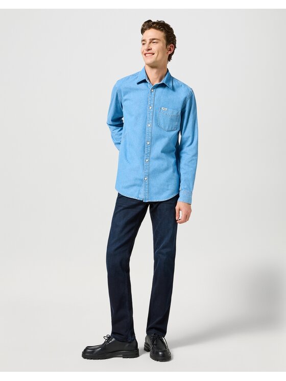 Wrangler Wrangler Jeansy Greensboro Deep Blue Black Niebieski Slim Fit