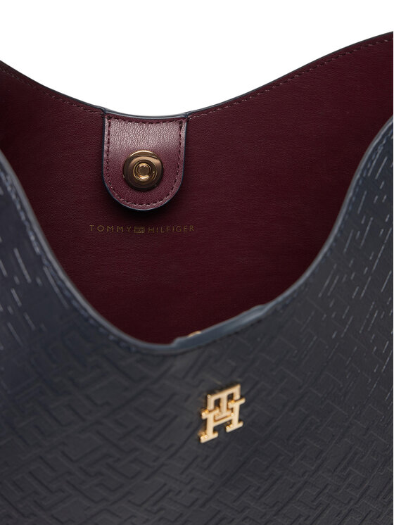 Tommy Hilfiger Tommy Hilfiger Ročna torba Th Icon Shoulder Bag Mono AW0AW18141 Mornarsko modra