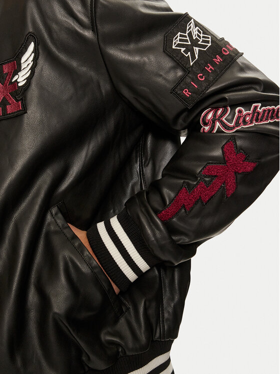 Richmond X Richmond X Kurtka z imitacji skóry Meleb UMA24217GB Czarny Regular Fit