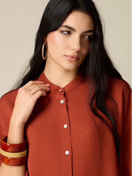 Oltre Oltre Koszula 5033J000814N022 Pomarańczowy Boxy Fit