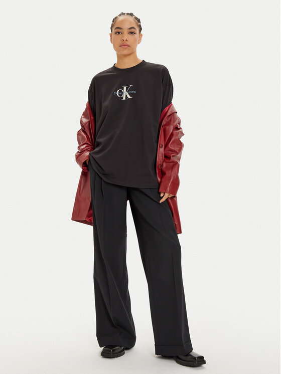 Calvin Klein Jeans Calvin Klein Jeans Majica Monologo J20J224242 Črna Relaxed Fit