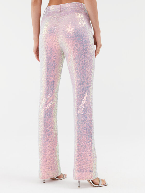 ROTATE ROTATE Hlače iz tkanine Sequin Straight 1117002208 Roza Regular Fit