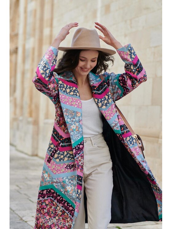 NAOKO Naoko Prechodný kabát Floral RhapsodyFloral Rhapsody Farebná Regular Fit