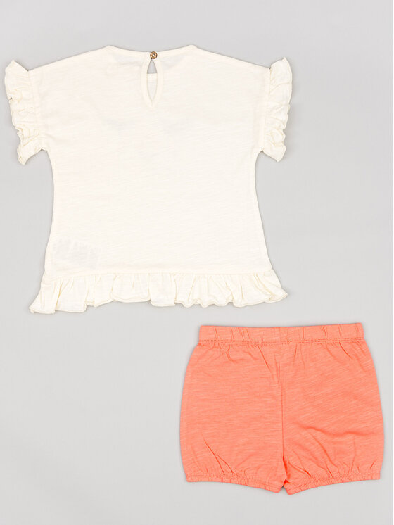 Zippy Zippy Set tricou și pantaloni scurți ZBGAP0602 23009 Bej Regular Fit
