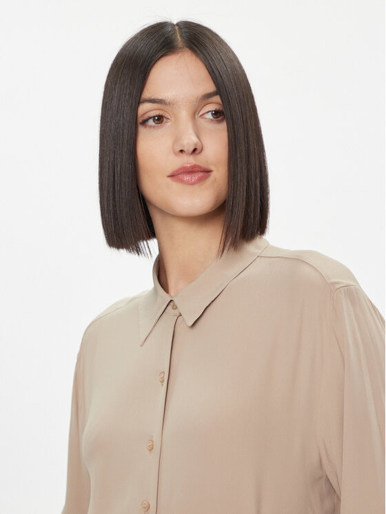 Tommy Hilfiger Tommy Hilfiger Rochie tip cămașă WW0WW40563 Bej Regular Fit