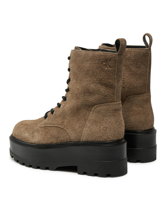Calvin Klein Jeans Calvin Klein Jeans Pohodni čevlji Flatform Zip Laceup Mg S YW0YW01554 Rjava