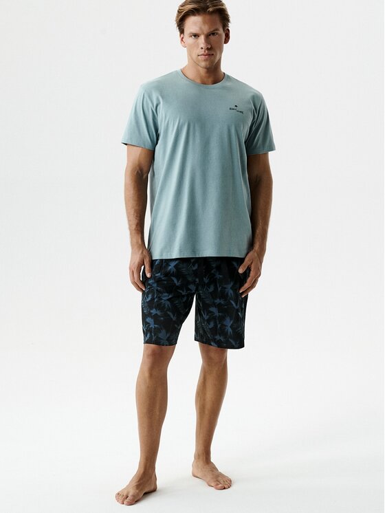 Atlantic Atlantic Piżama Palms Niebieski Regular Fit