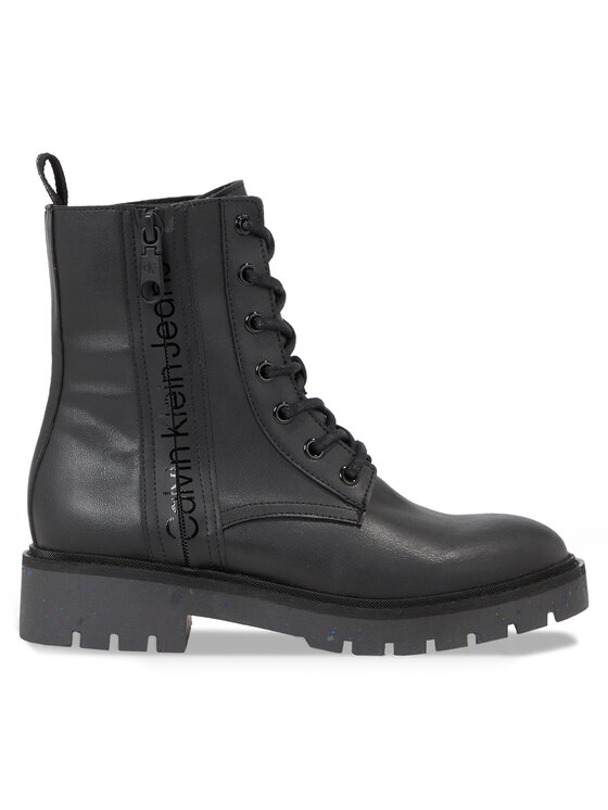 Trappers Calvin Klein Jeans Combat Mid Laceup Boot Wn YW0YW01255 Triple Black 0GT