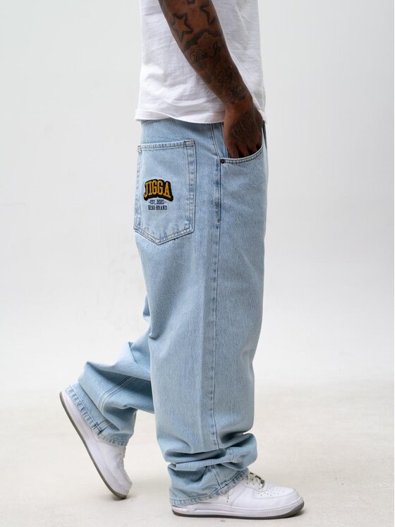 Jigga Wear Jigga Wear Jeansy Szerokie luźne streetwear uliczne premium 129196 Niebieski jasny Baggy Fit