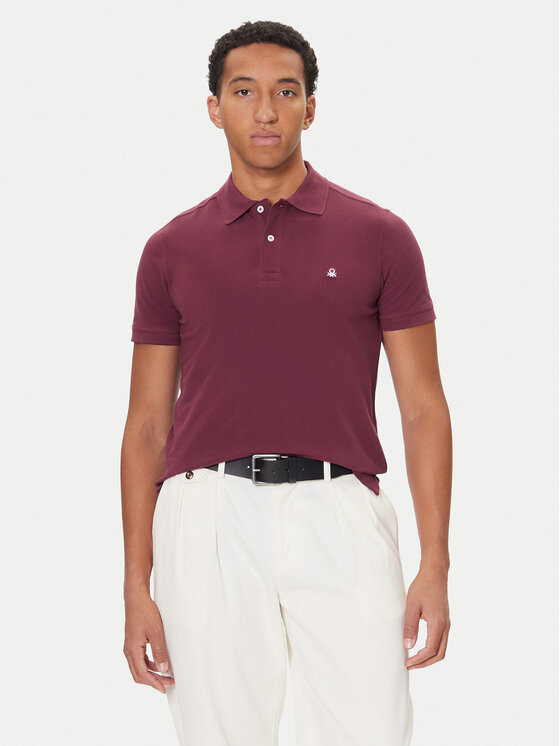 United Colors Of Benetton United Colors Of Benetton Polo 3089J3179 Fioletowy Regular Fit