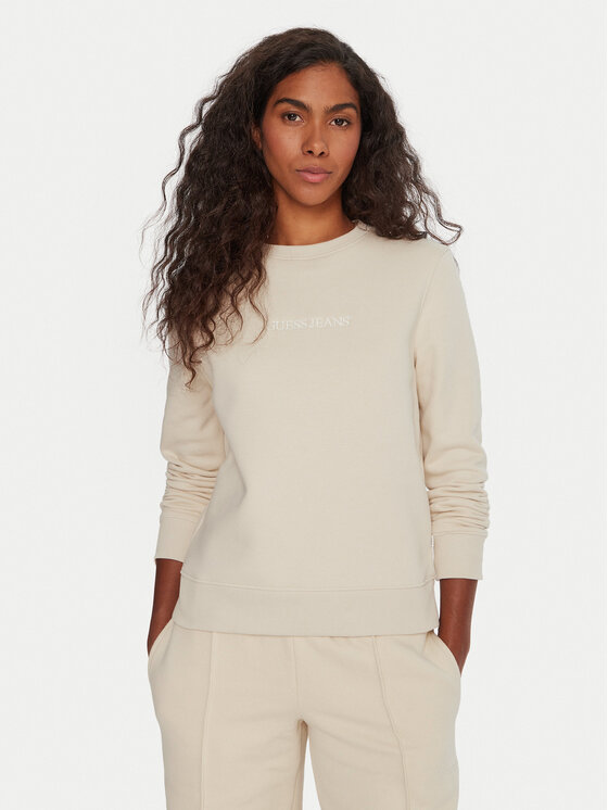 Guess Jeans Guess Jeans Džemperis ar kapuci W4YQ10 KC811 Bēšs Regular Fit