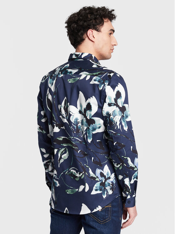 Guess Guess Koszula M3GH24 W7N50 Granatowy Slim Fit