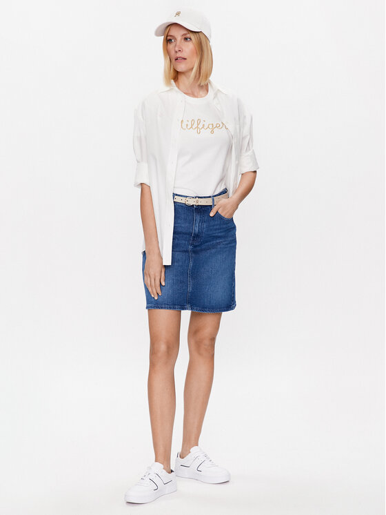 Tommy Hilfiger Tommy Hilfiger T-shirt Gold WW0WW38692 Écru Regular Fit