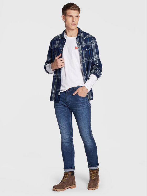Wrangler Wrangler Longsleeve Sign Off W70KD3989 112320268 Biały Regular Fit