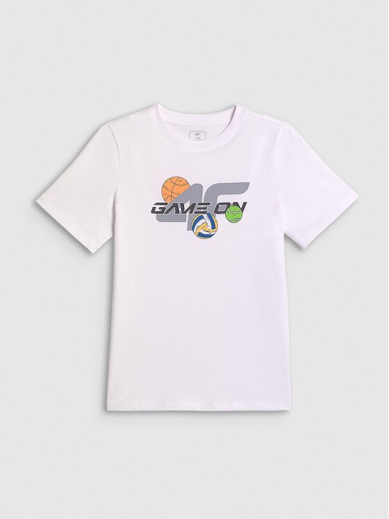 4F 4F T-Shirt 4FJRAW26TTSHM4346-10S Biały Regular Fit
