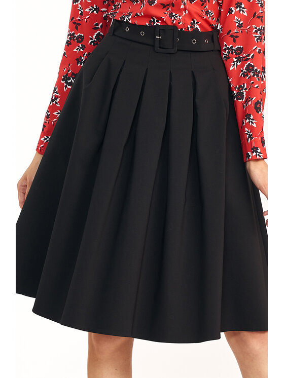 NIFE NIFE Midi sukně SP75 Černá A-Line Fit