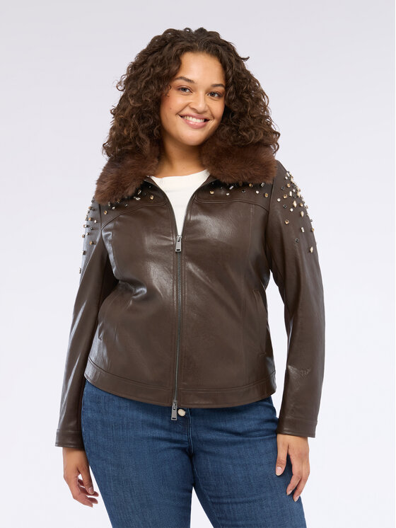 Fiorella Rubino Fiorella Rubino Giacca in similpelle R366T001245N022 Marrone Regular Fit