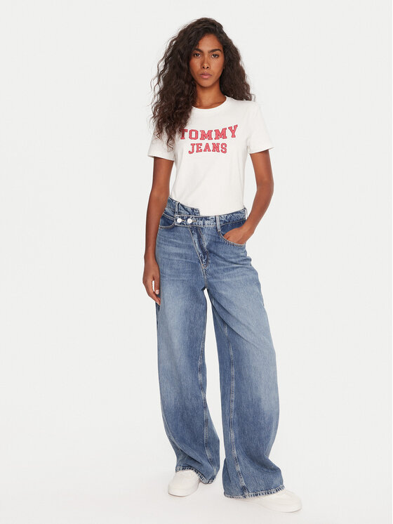 Tommy Jeans Tommy Jeans Majica Varsity DW0DW21966 Bela Regular Fit