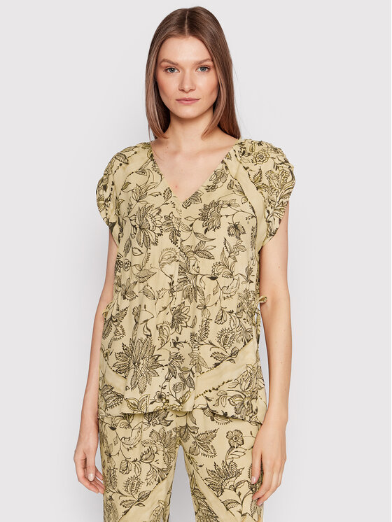 Sisley Bluza 5PYXLQ01F Bež Regular Fit