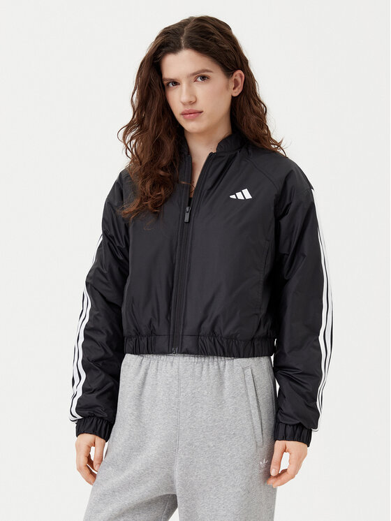 adidas adidas Bunda bomber Essentials 3-Stripes JD1296 Černá Loose Fit