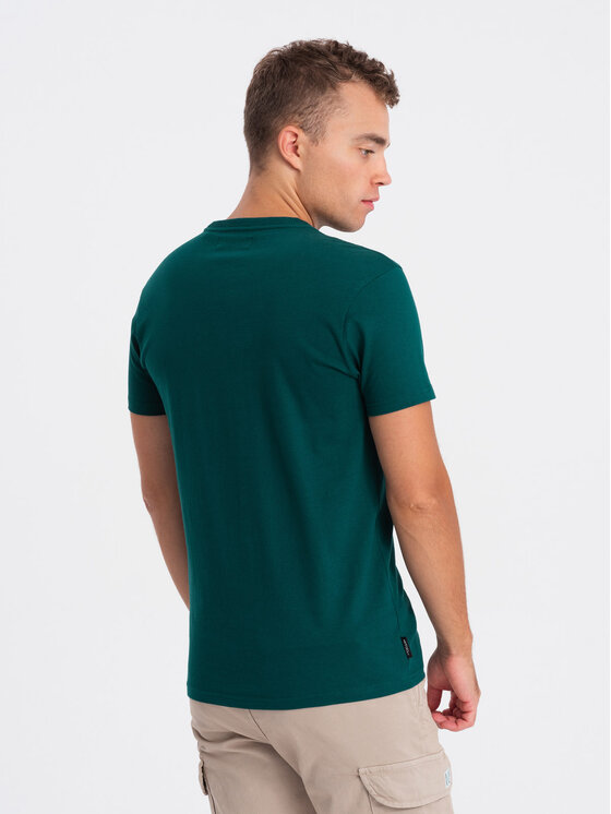 Ombre Ombre T-Shirt OM-TSPT-0154 Zielony Regular Fit