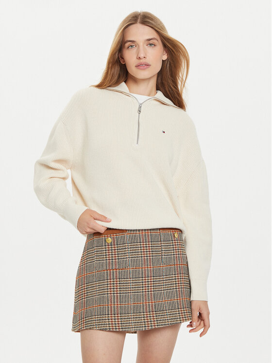 Tommy Hilfiger Sveter WW0WW42141 Écru Relaxed Fit