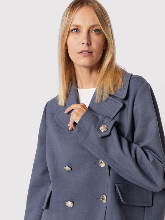 Tommy Hilfiger Tommy Hilfiger Płaszcz przejściowy Blend WW0WW35074 Niebieski Regular Fit