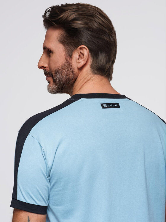 Ombre Ombre T-Shirt OM-TSCT-0115 Błękitny Regular Fit