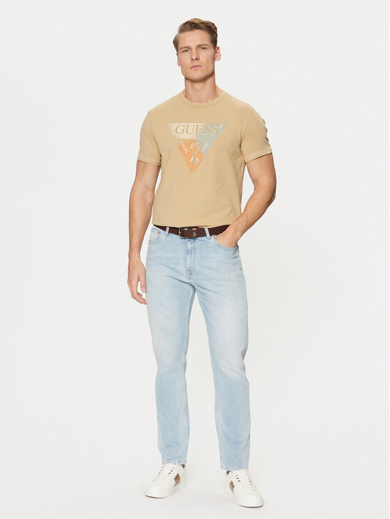 Guess Guess T-Shirt M5RI14 J1314 Beżowy Slim Fit