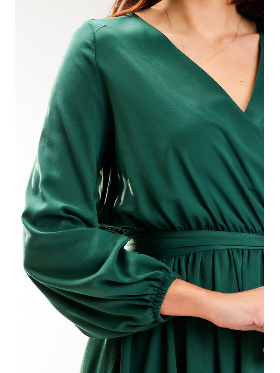 Awama Awama Sukienka letnia A577 Zielony Basic Fit